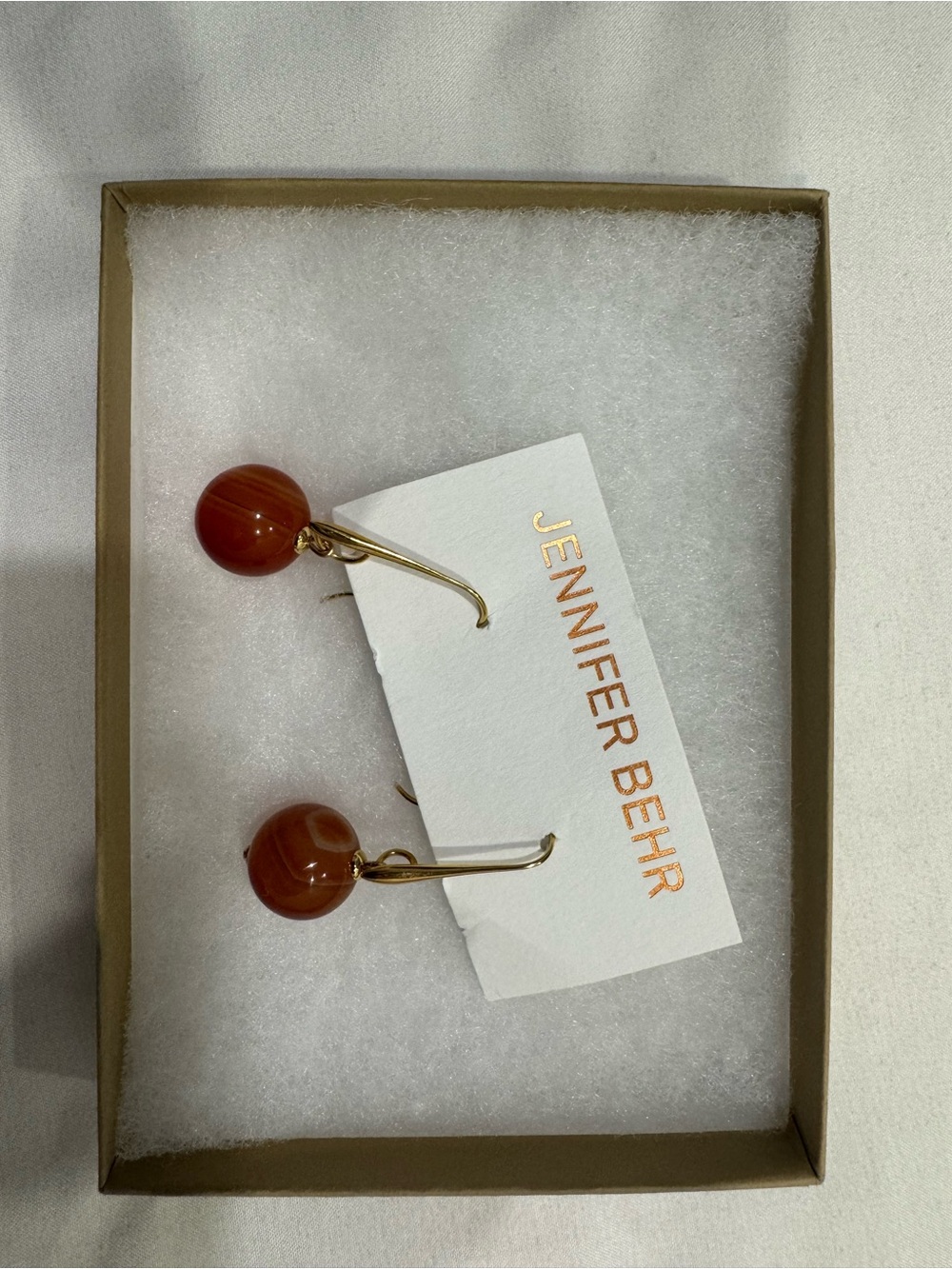 Jennifer Behr Gold-Tone Orange Agate Drop Earrings